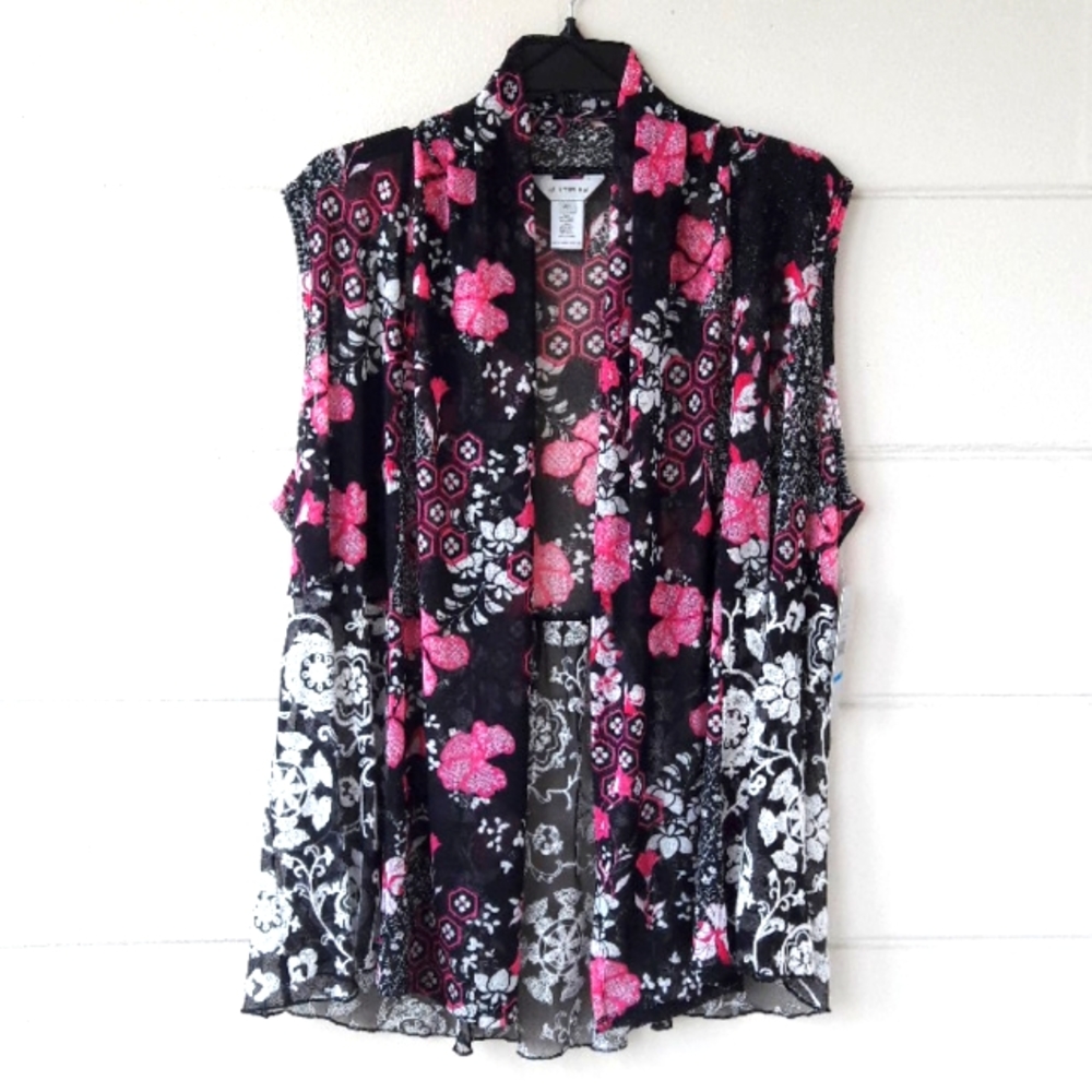 NWT Petite XL Embroidered Open Front  Cover Up